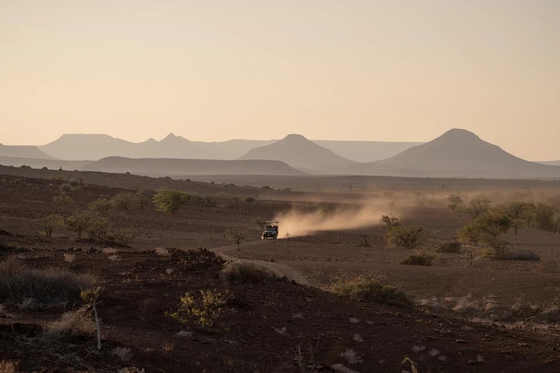 Desert Rhino Camp – game drive in the evening light