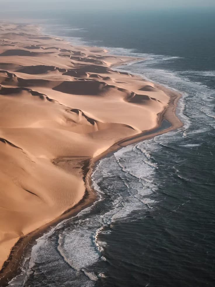 Dunes and surf of the Skeleton Coast from the air