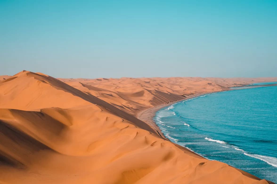 Dunes of the Namib meeting the Atlantic on the Skeleton Coast