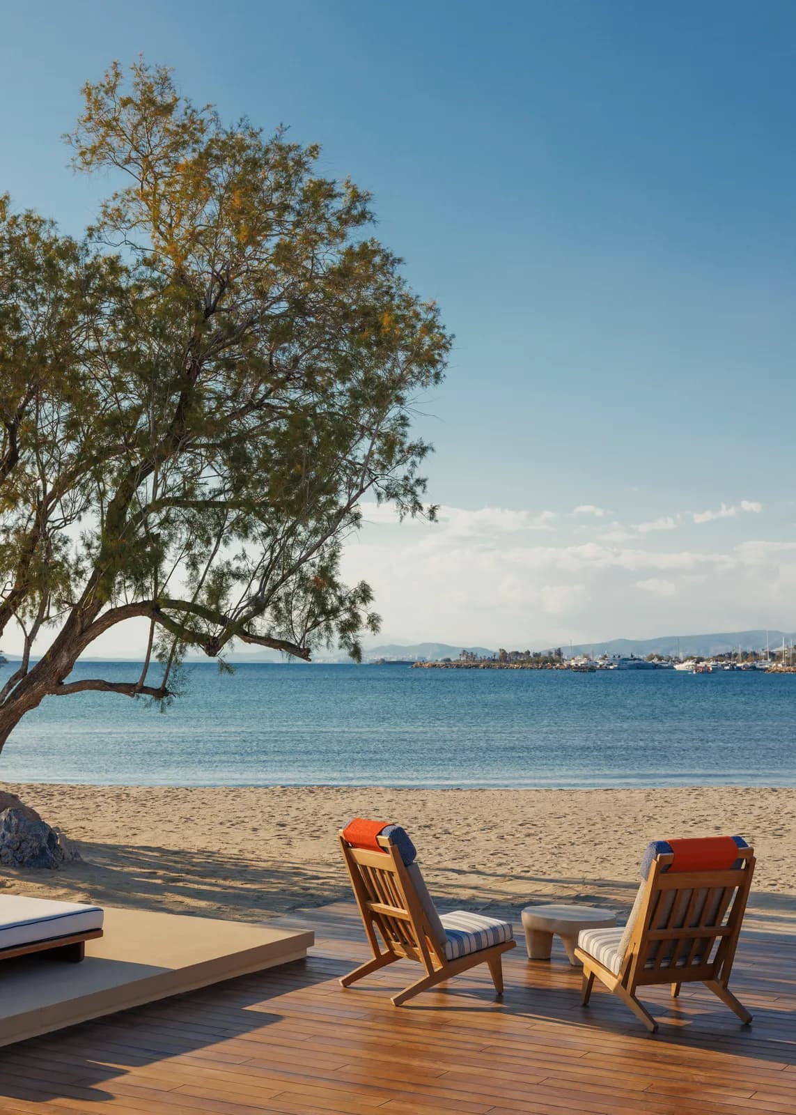 Cabanas on the private beach of the One&Only Aesthesis on the Athens Riviera