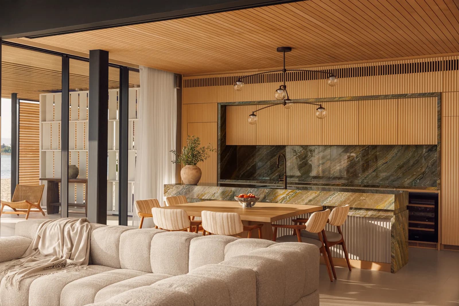 One&Only Aesthesis – open kitchen and living area of a villa