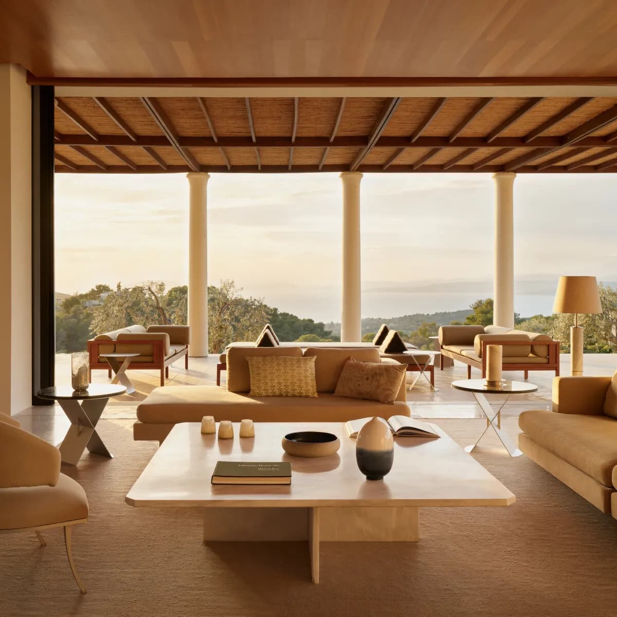 Amanzoe Resort – lobby in the style of a modern acropolis