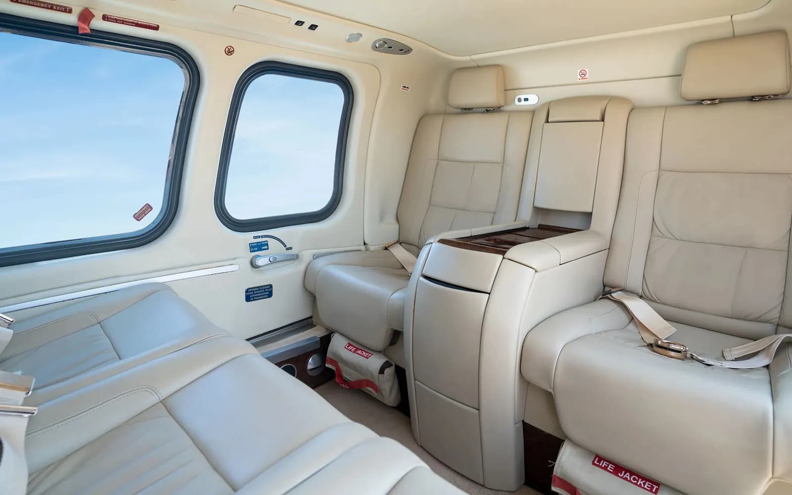 Cabin of the helicopter used for transfers and excursions