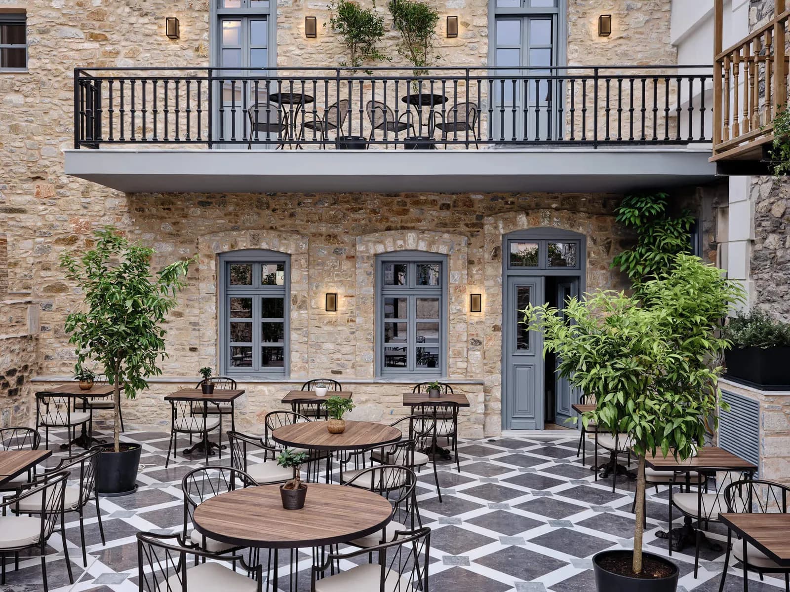The courtyard of the Argini, an 1853 mansion in Ermoupoli