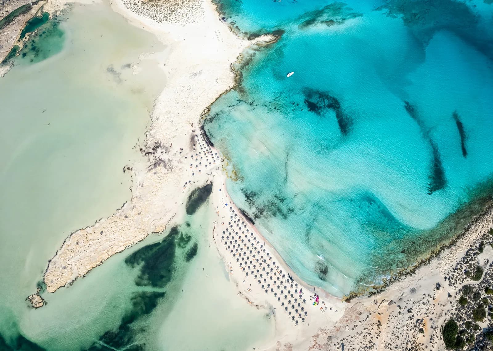 The Balos lagoon at the north-west tip of Crete from above