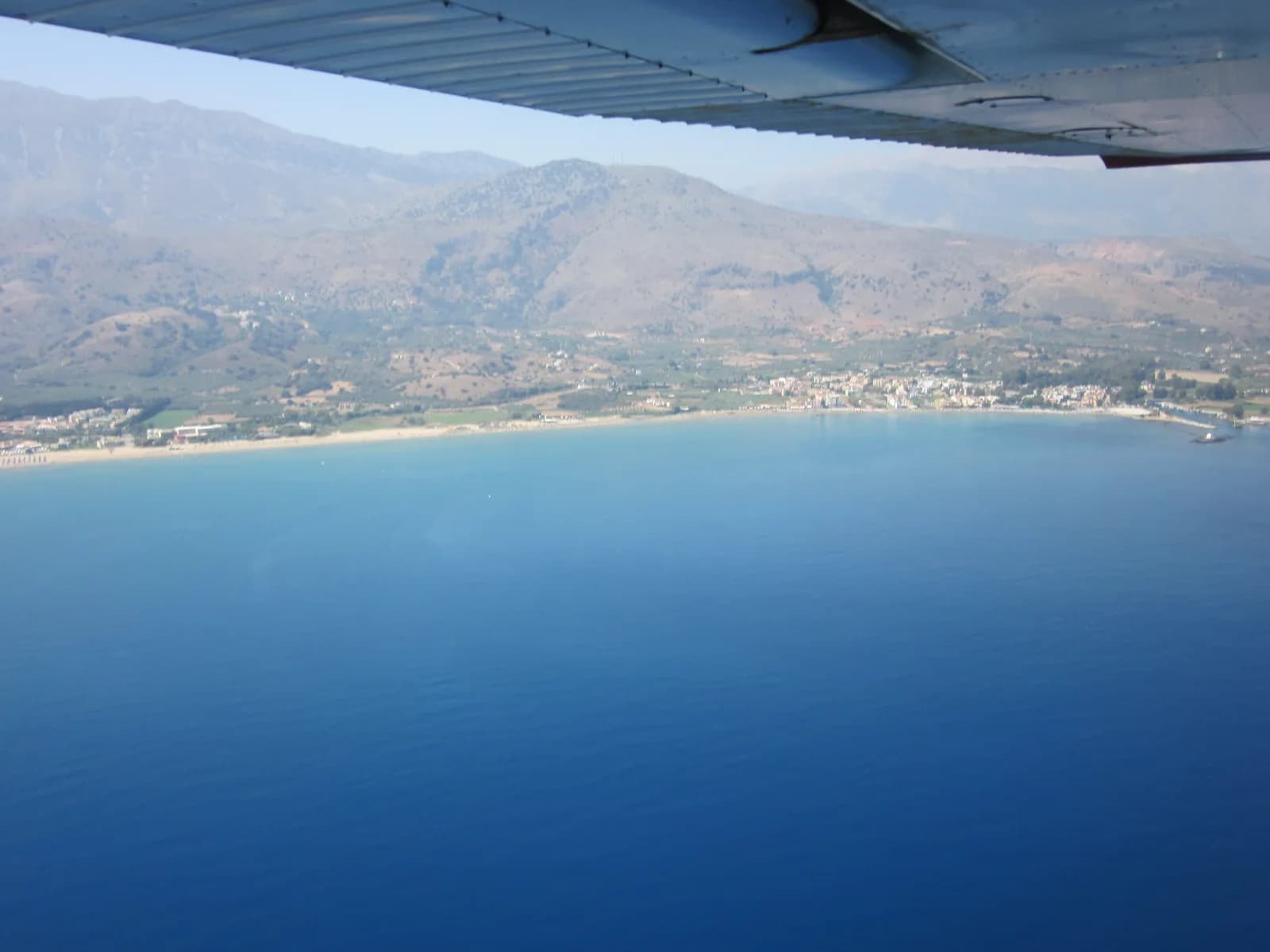 View from the aircraft over the bay of Georgioupoli on the north coast of Crete