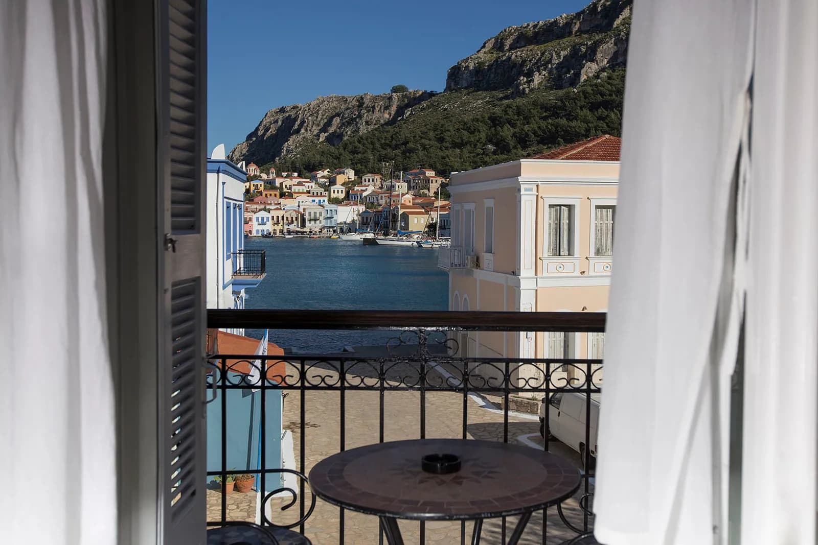 Poseidon Hotel Kastellorizo – view from the balcony onto the harbour