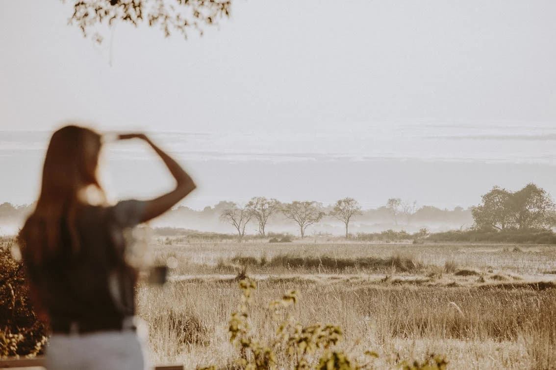 Blick über die Wasserarme des Okavango-Deltas bei Vumbura Plains