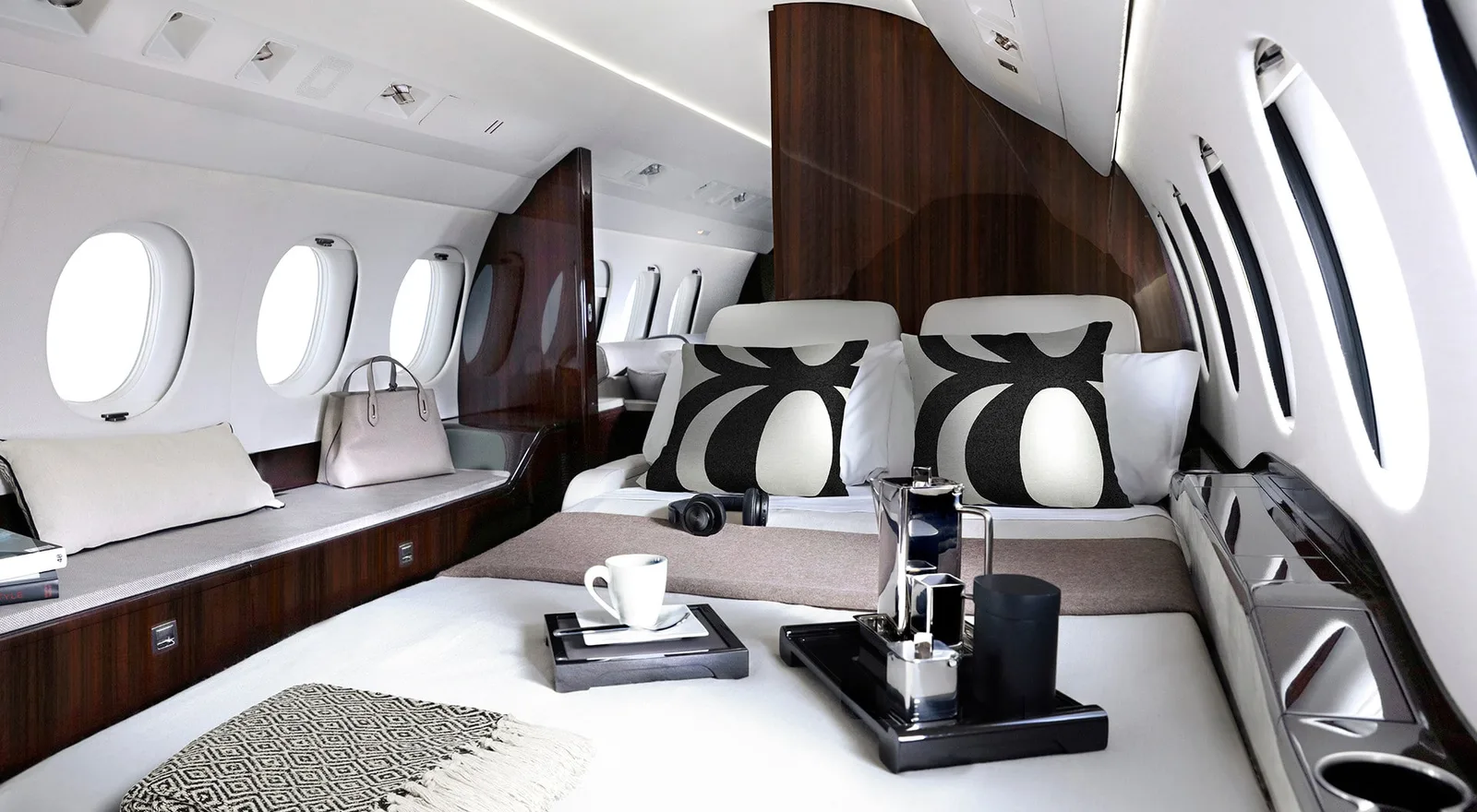 Sleeping area in the Falcon 8X cabin